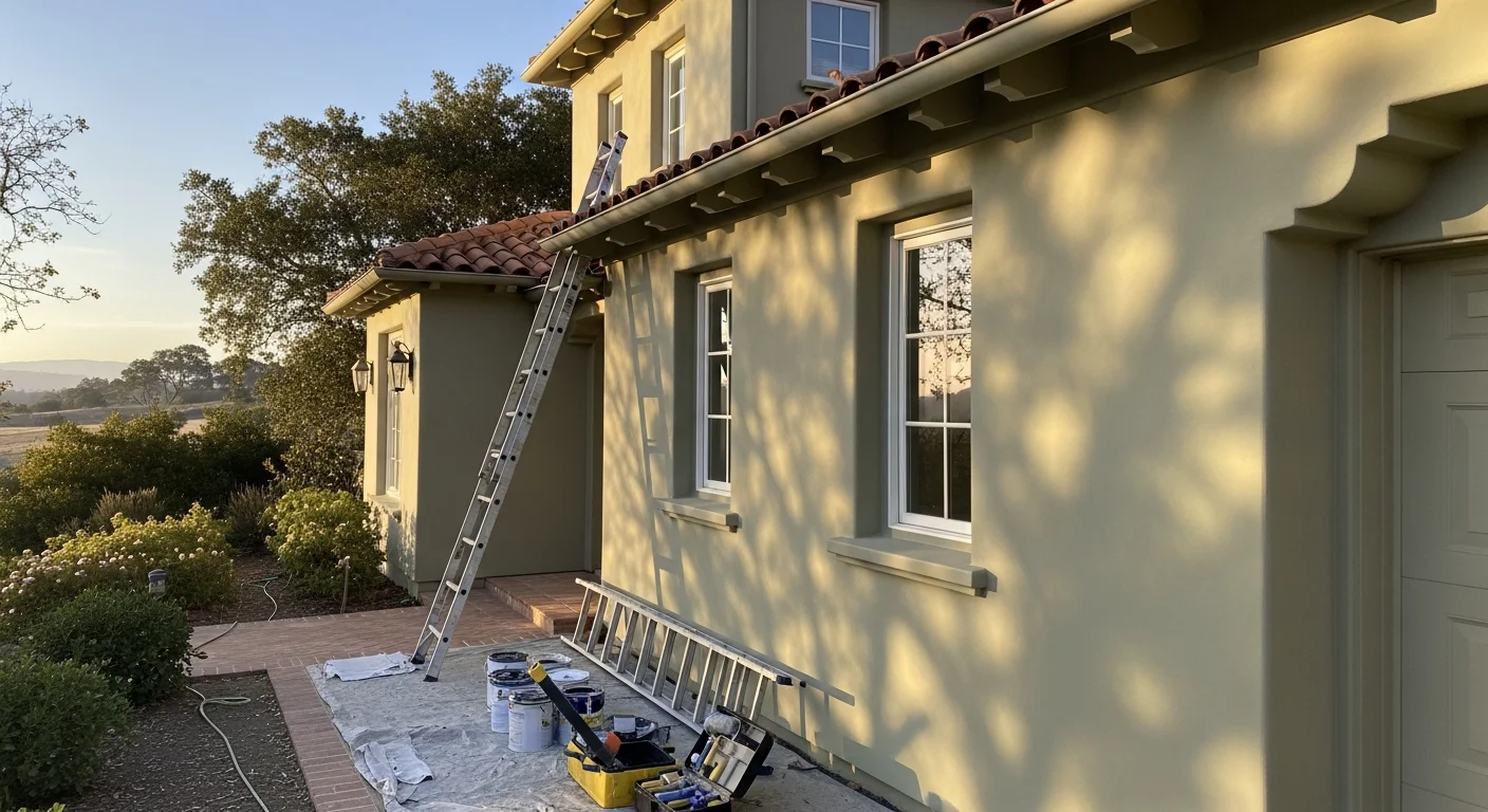 Professional painter applying fresh paint to interior wall in Novato home