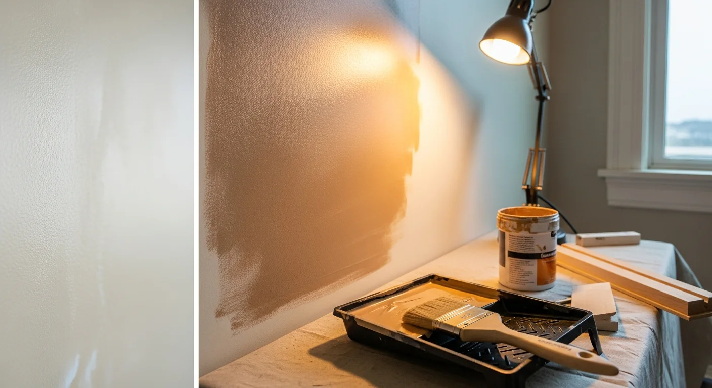 A Marin County living room wall showing a hand-applied faux finish with layered texture and warm tones. The finish complements the room's natural light and wood trim details.